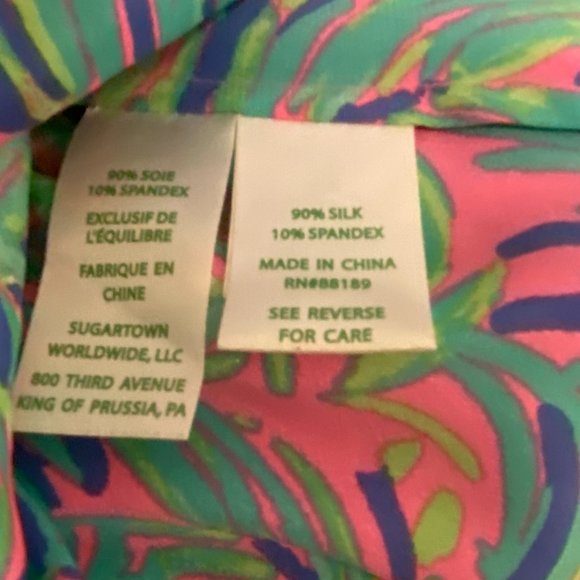 Lilly Pulitzer Pink Sunset Coco Breeze  Adair Silk Top - Picture 5 of 5